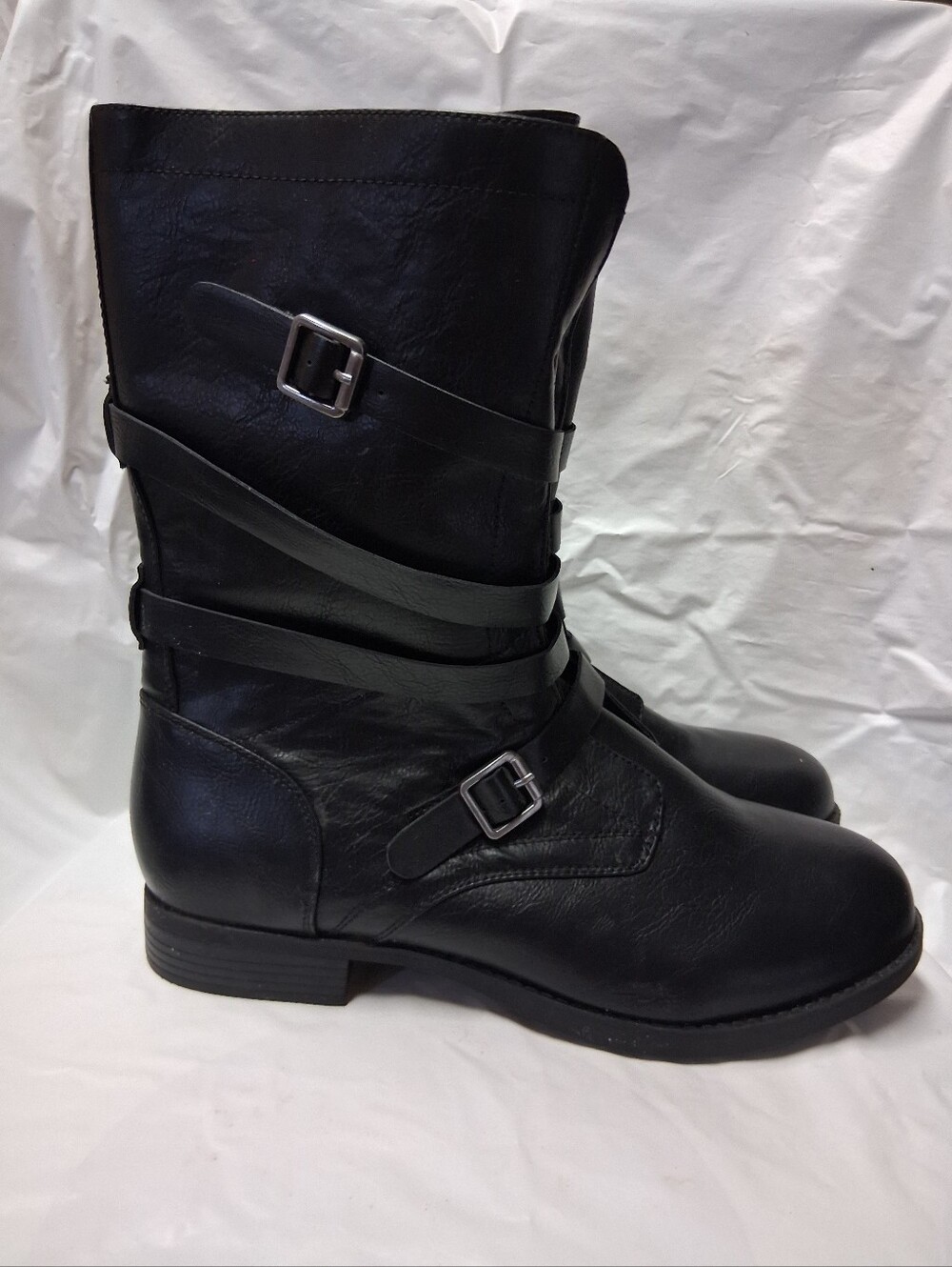 New Torrid Classic Black Mid-Calf Buckle Boots - Women Sz 12WW